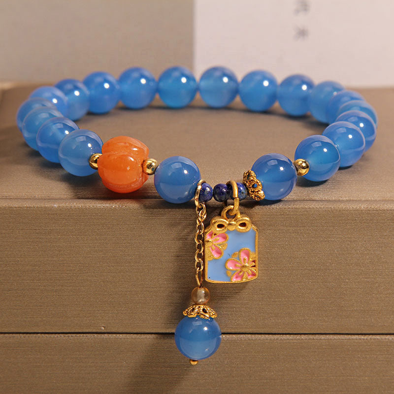 Pulsera de ágata natural calabaza amuleto de la suerte