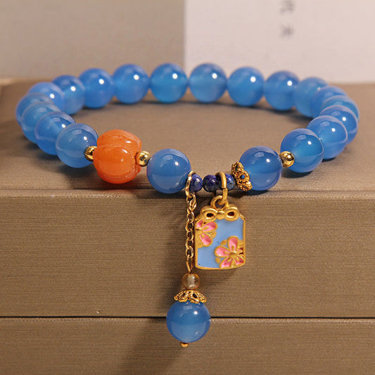 Lucky pendant pumpkin natural agate bracelet