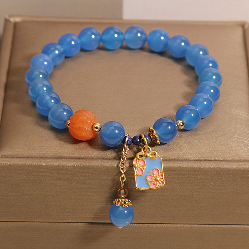 Pulsera de ágata natural calabaza amuleto de la suerte