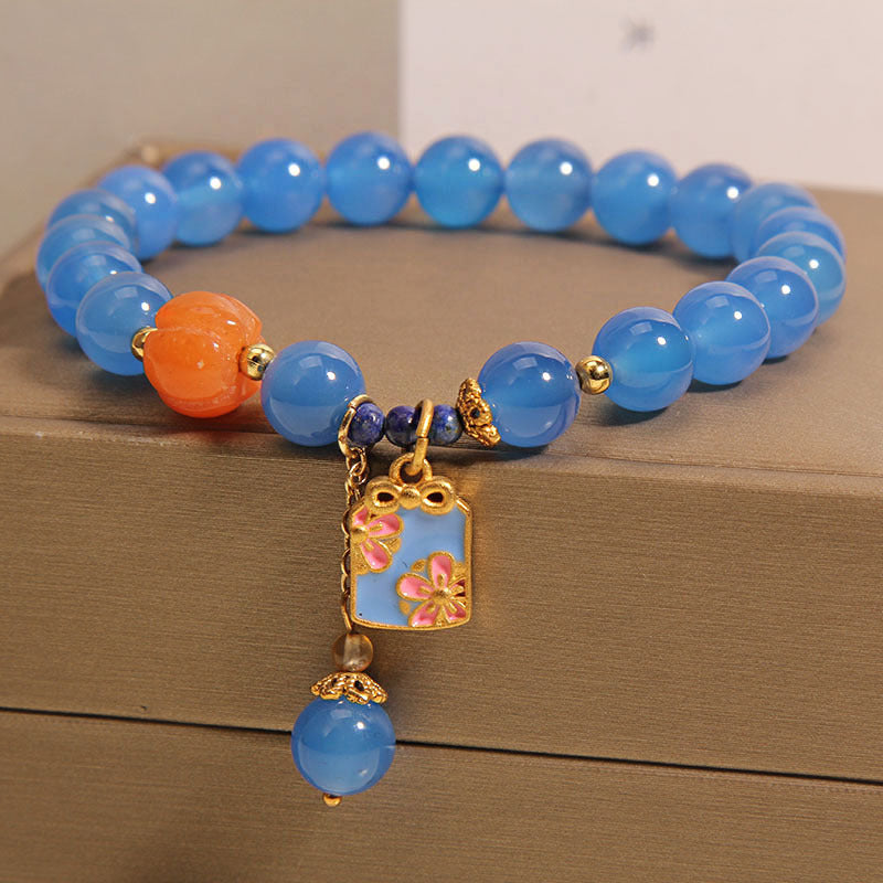 Pulsera de ágata natural calabaza amuleto de la suerte
