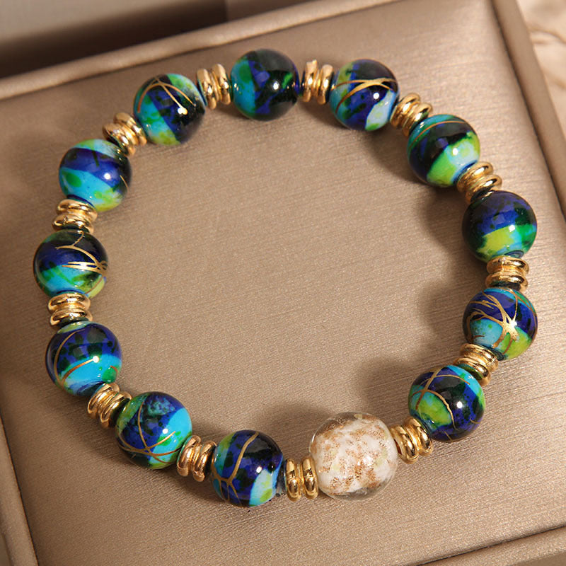 Pulsera exquisita de ágata natural colorida