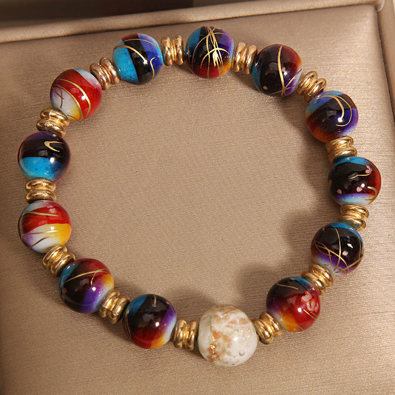 Pulsera exquisita de ágata natural colorida