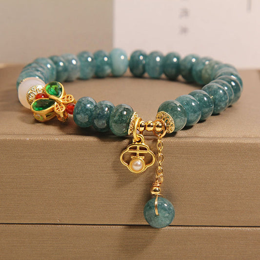Butterfly Natural Emerald Jade Stone Bracelet