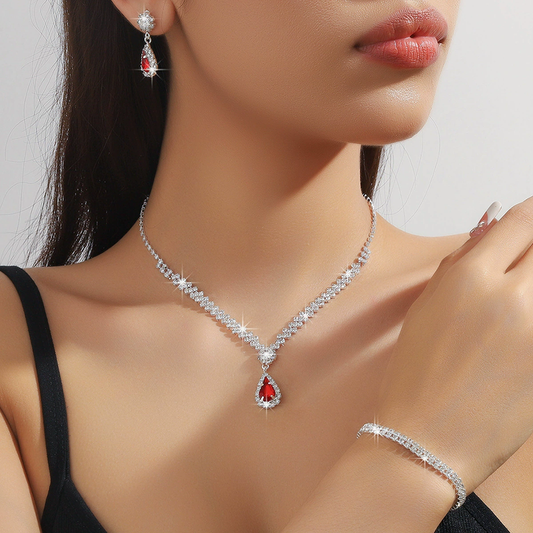 Natural Crystal Zircon Necklace Earrings Bracelet