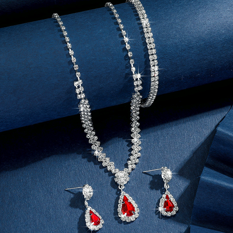 Natural Crystal Zircon Necklace Earrings Bracelet