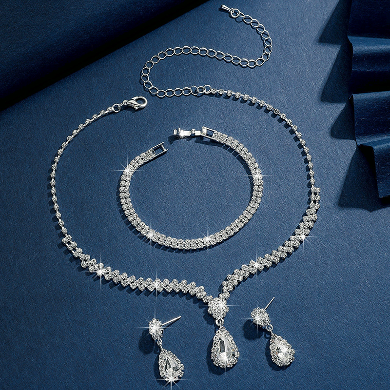 Natural Crystal Zircon Necklace Earrings Bracelet