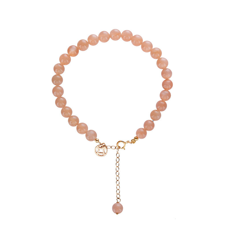 Pulsera de moneda de piedra solar naranja natural