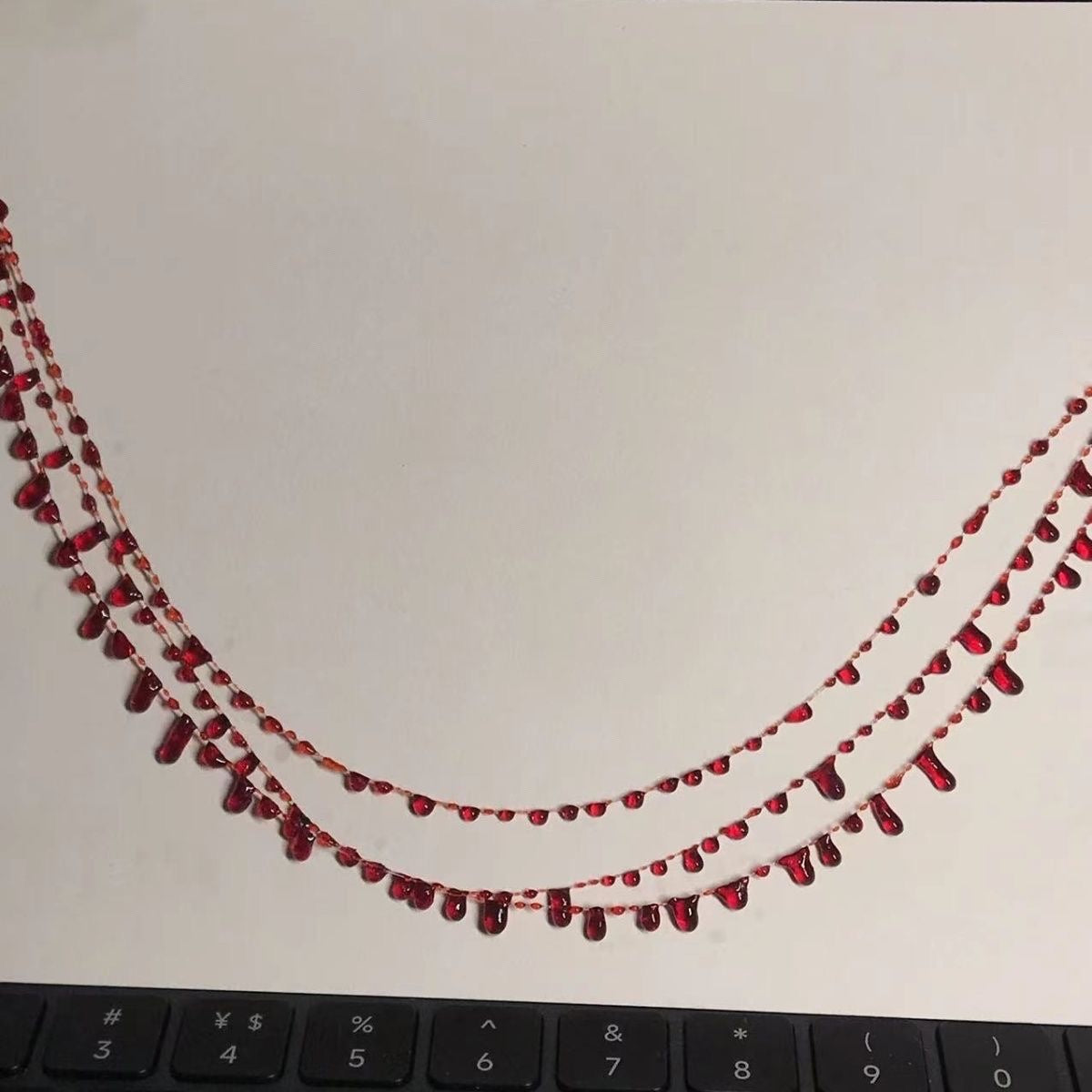 Blood Red Minimalist Necklace Bracelet