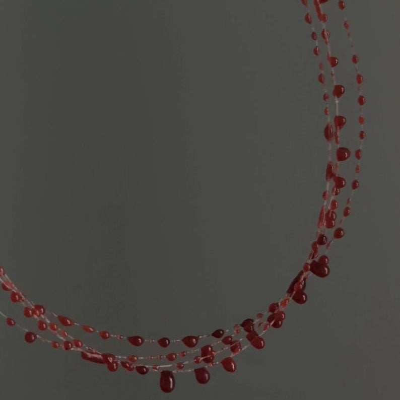 Blood Red Minimalist Necklace Bracelet