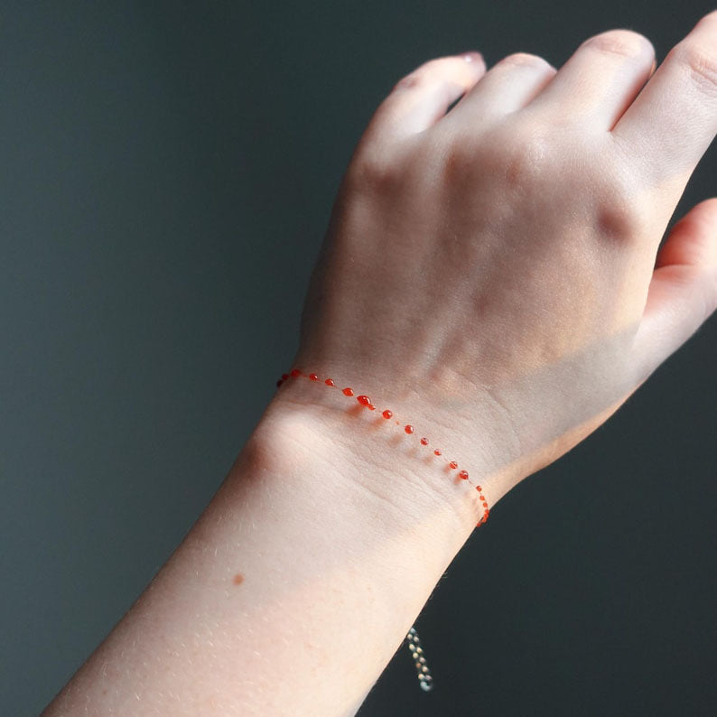 Blood Red Minimalist Necklace Bracelet
