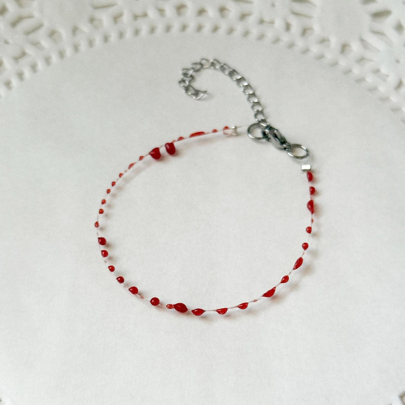 Blood Red Minimalist Necklace Bracelet