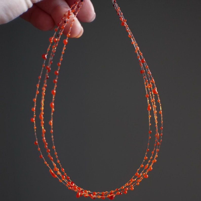 Blood Red Minimalist Necklace Bracelet