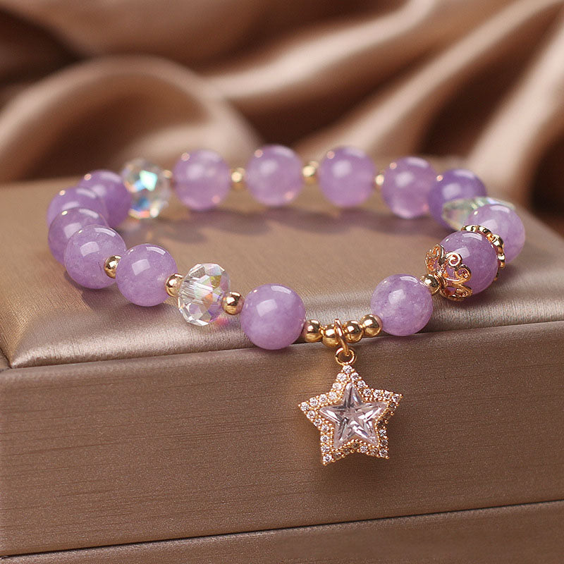 Pulsera de cristal natural con estrella de cinco puntas