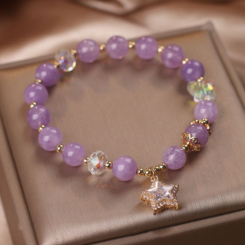 Pulsera de cristal natural con estrella de cinco puntas