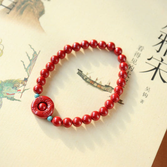 Peaceful buckle¡¤Natural cinnabar bracelet