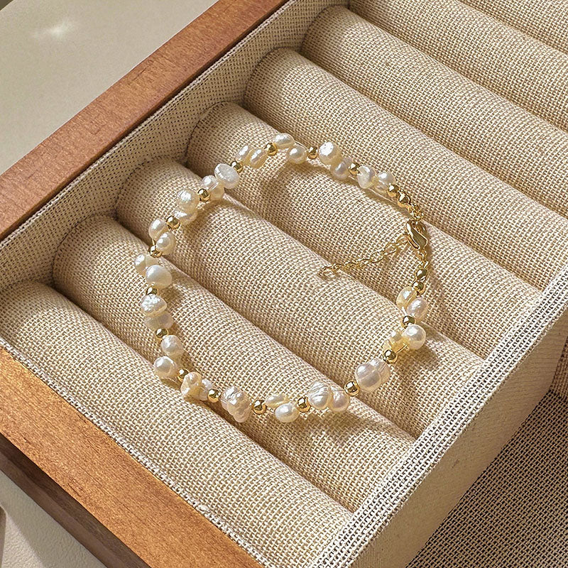 Baroque Braided Natural Freshwater Pearl Bracelet