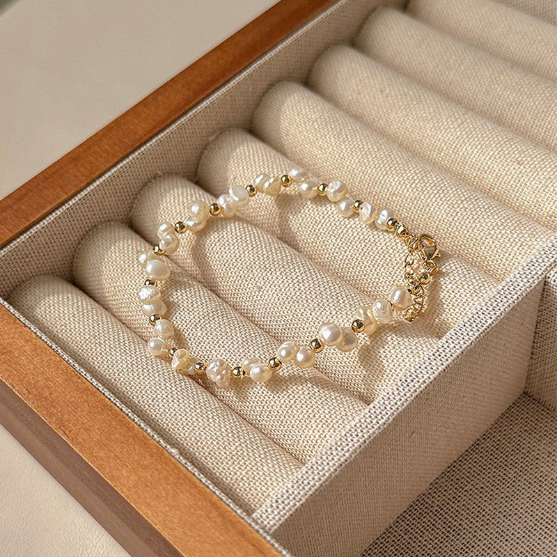 Baroque Braided Natural Freshwater Pearl Bracelet
