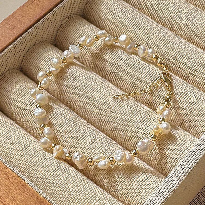 Baroque Braided Natural Freshwater Pearl Bracelet