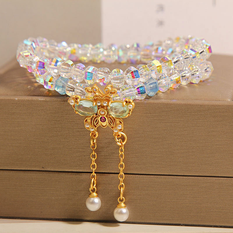 Butterfly pendant exquisite natural crystal bracelet