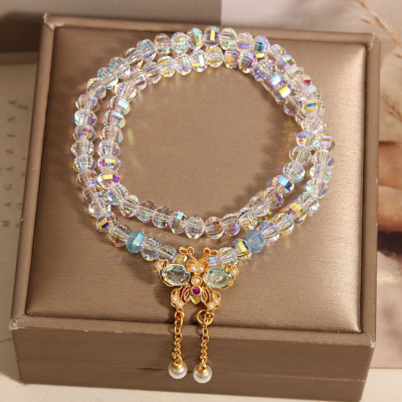 Butterfly pendant exquisite natural crystal bracelet