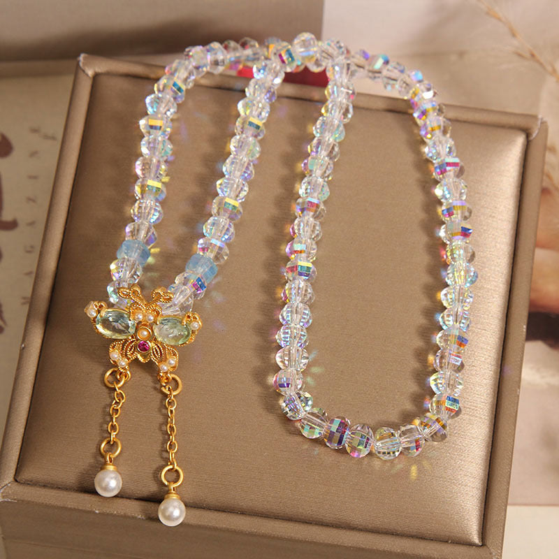 Butterfly pendant exquisite natural crystal bracelet