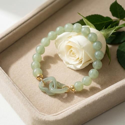 Círculos entrelazados · Pulsera de piedra de jade esmeralda