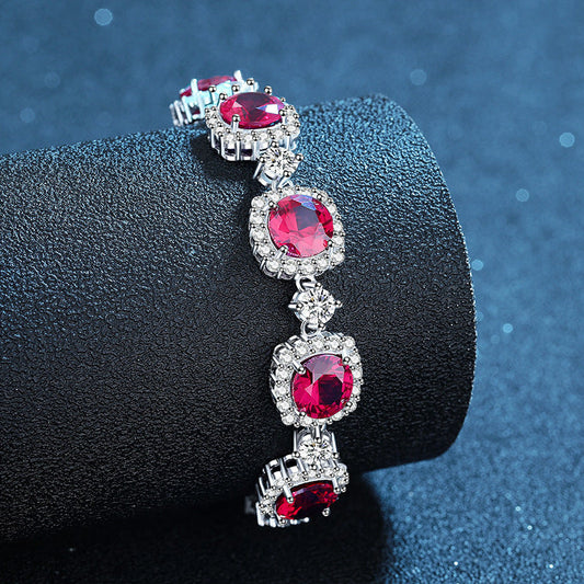 Round inlaid natural diamond bracelet