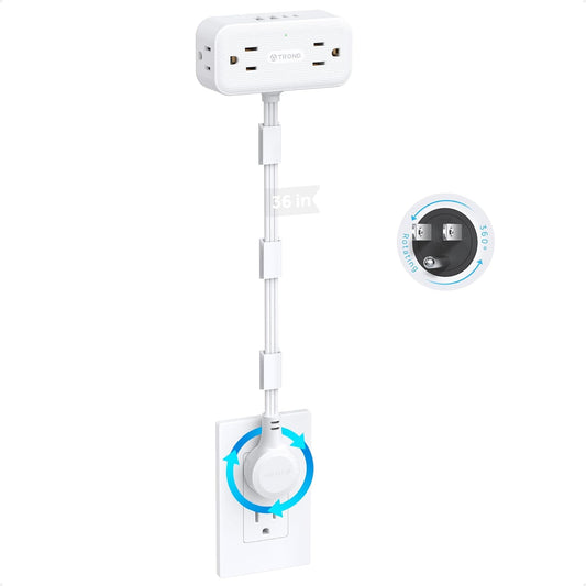 360° Rotating Plug Outlet Extender, 4 Outlets + 4 USB (2 USB-C)