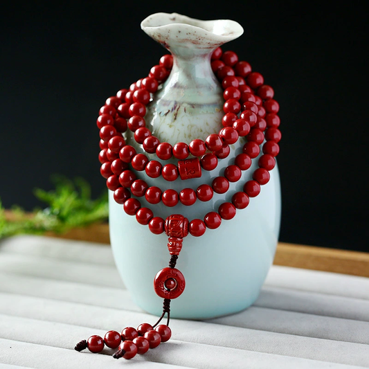Natural Cinnabar Multi-Circle Bracelet