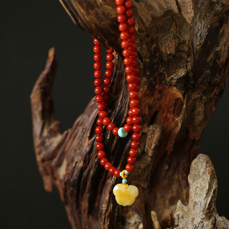 Lucky Beeswax Pendant Natural Agate Bracelet