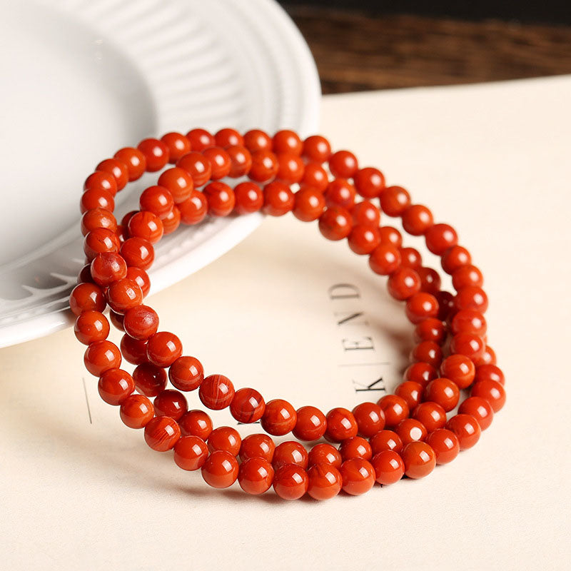 Three-circle natural agate bracelet