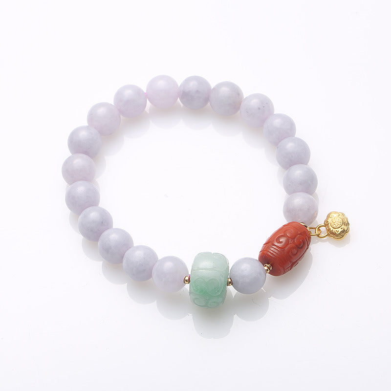 Violet Natural Emerald Jade Stone Bracelet