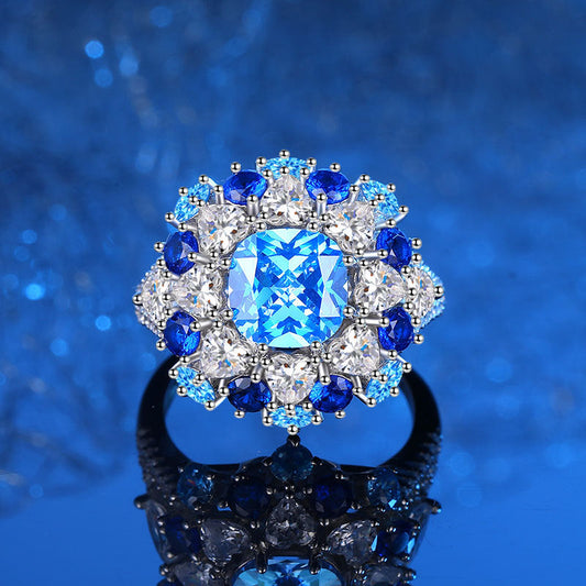 Sea blue natural diamond necklace ring earring bracelet