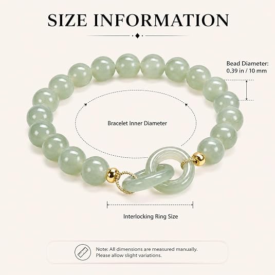 Círculos entrelazados · Pulsera de piedra de jade esmeralda