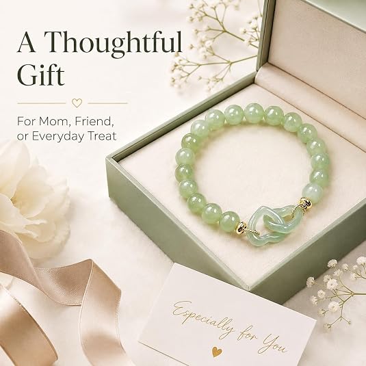 Círculos entrelazados · Pulsera de piedra de jade esmeralda