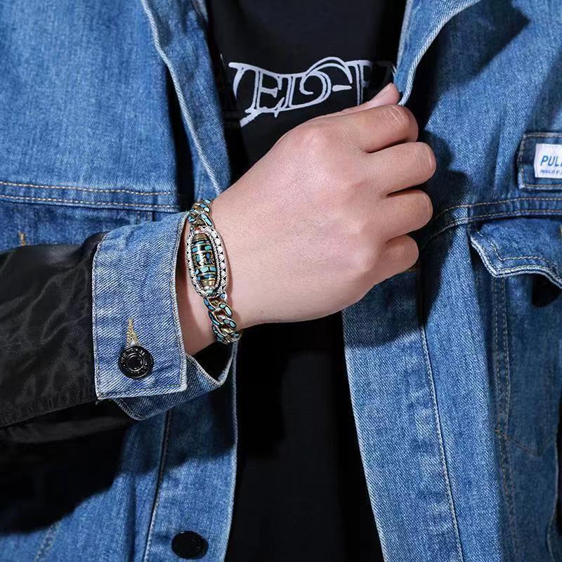 Lucky Dzi natural turquoise bracelet