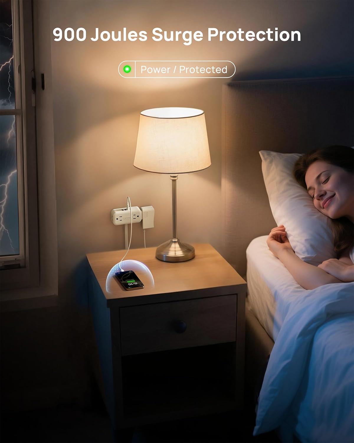 360° Rotating Plug Outlet Extender, 4 Outlets + 4 USB (2 USB-C)