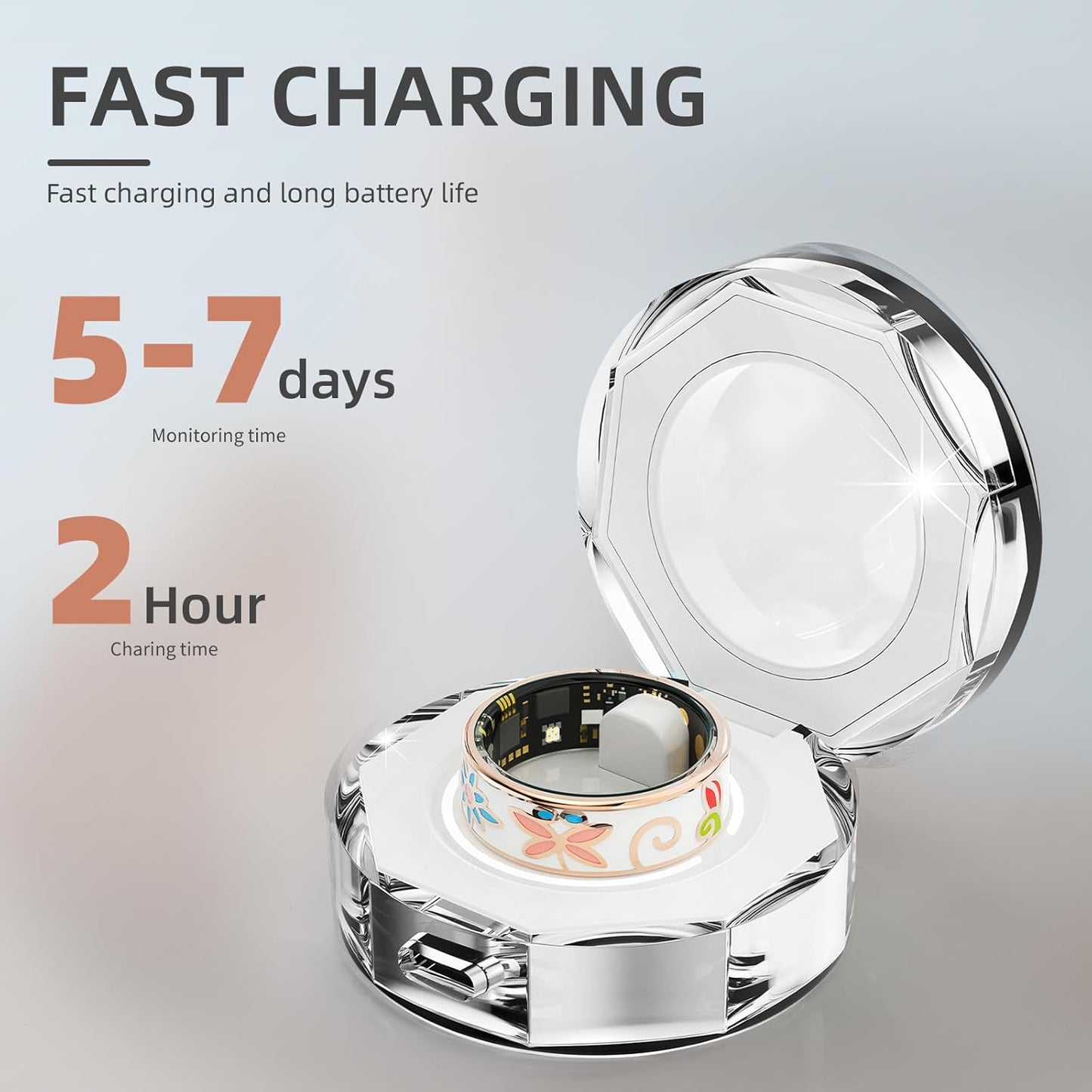 Enchanted Enamel Smart Ring – Titanium, Waterproof, Sleep & Health Tracker