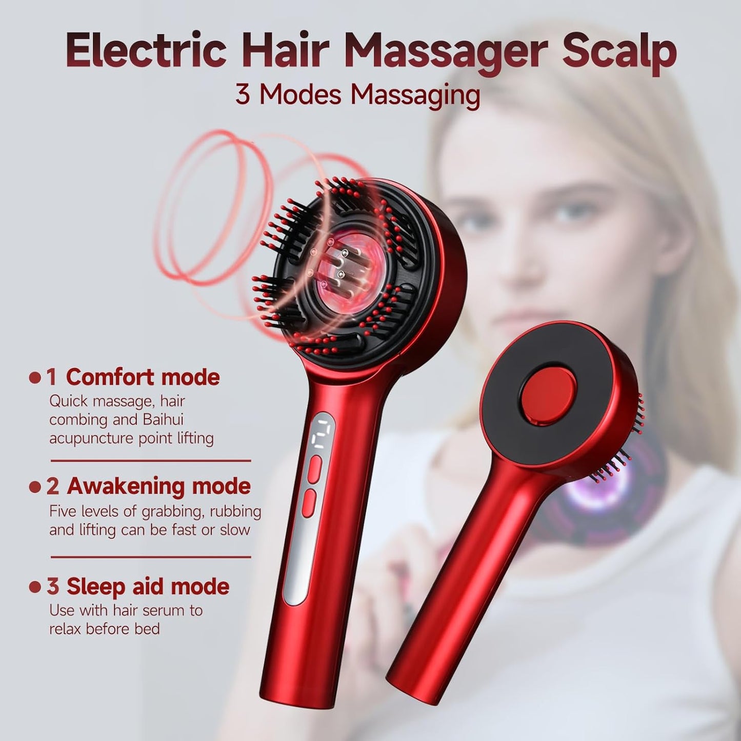 BREEZEVELL 3-in-1 Electric Scalp Massage Comb