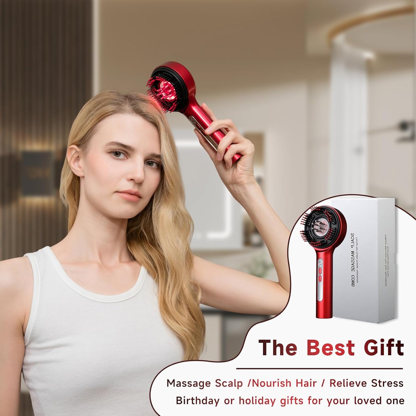 BREEZEVELL 3-in-1 Electric Scalp Massage Comb