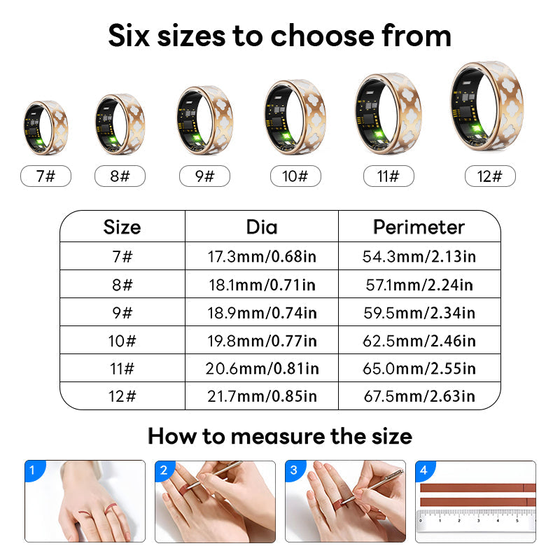 Enchanted Enamel Smart Ring – Titanium, Waterproof, Sleep & Health Tracker