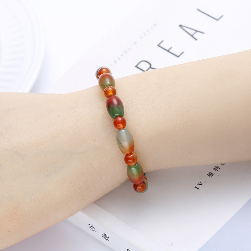 Lucky Peacock Natural Agate Bracelet