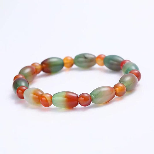 Lucky Peacock Natural Agate Bracelet