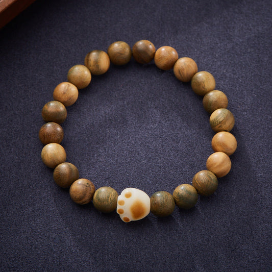 Cute Cat Claw Green Sandalwood Bracelet