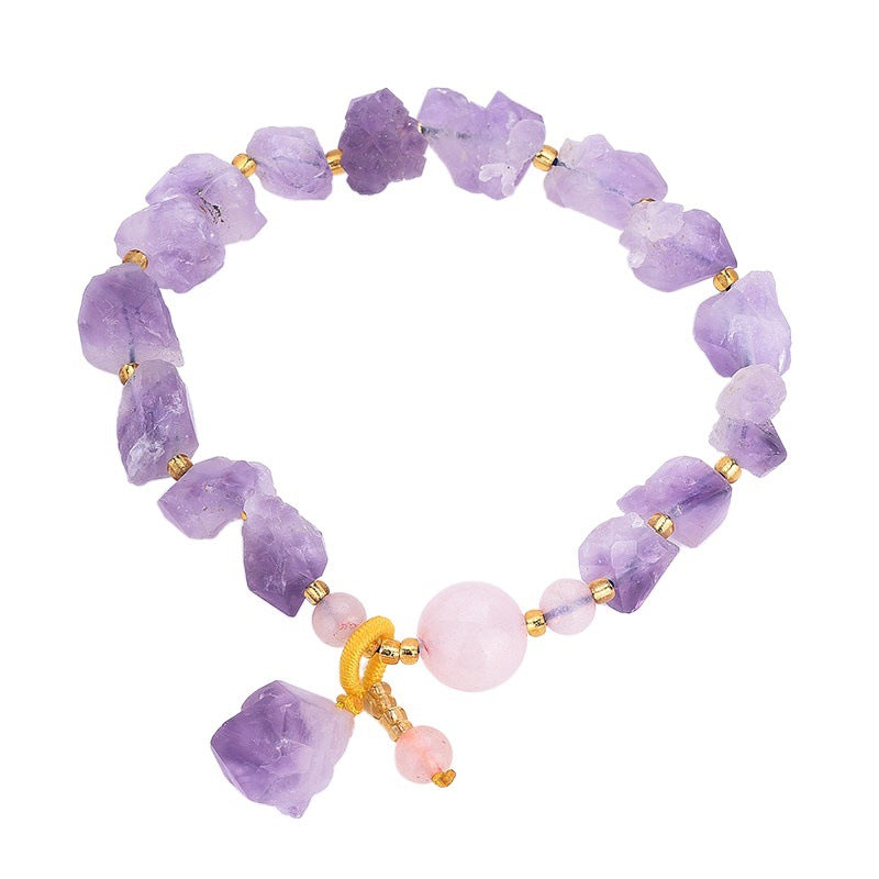 Pulsera de piedra en bruto de amatista natural