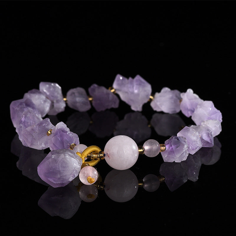 Pulsera de piedra en bruto de amatista natural