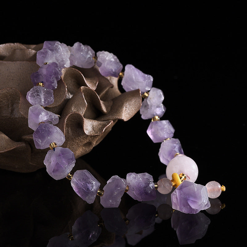 Pulsera de piedra en bruto de amatista natural