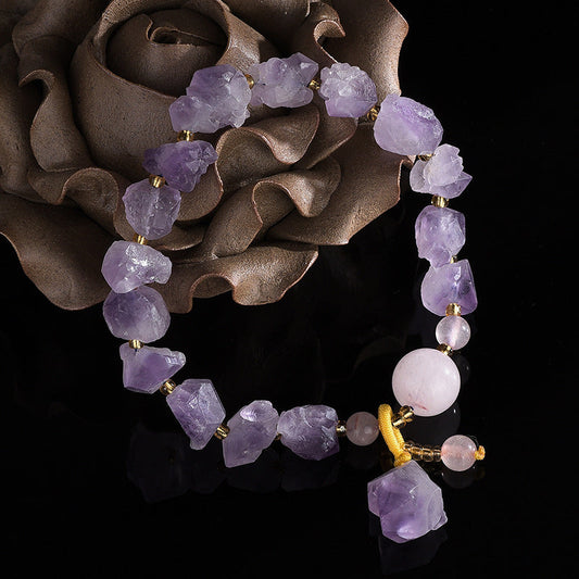 Natural amethyst rough stone bracelet