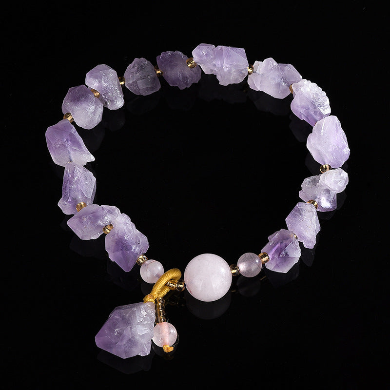 Pulsera de piedra en bruto de amatista natural