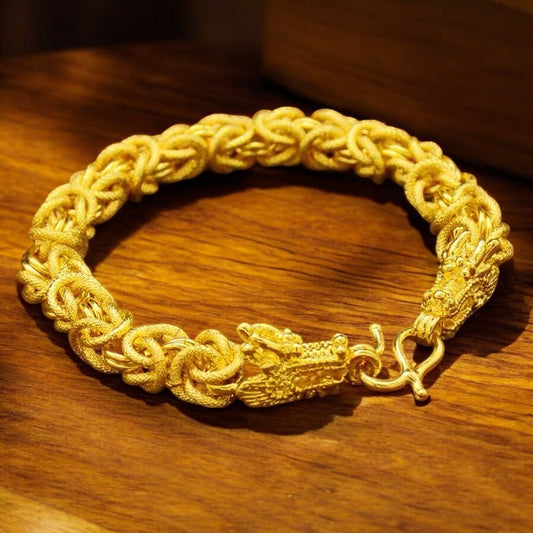 Gold Double-Dragon Guardian Bracelet